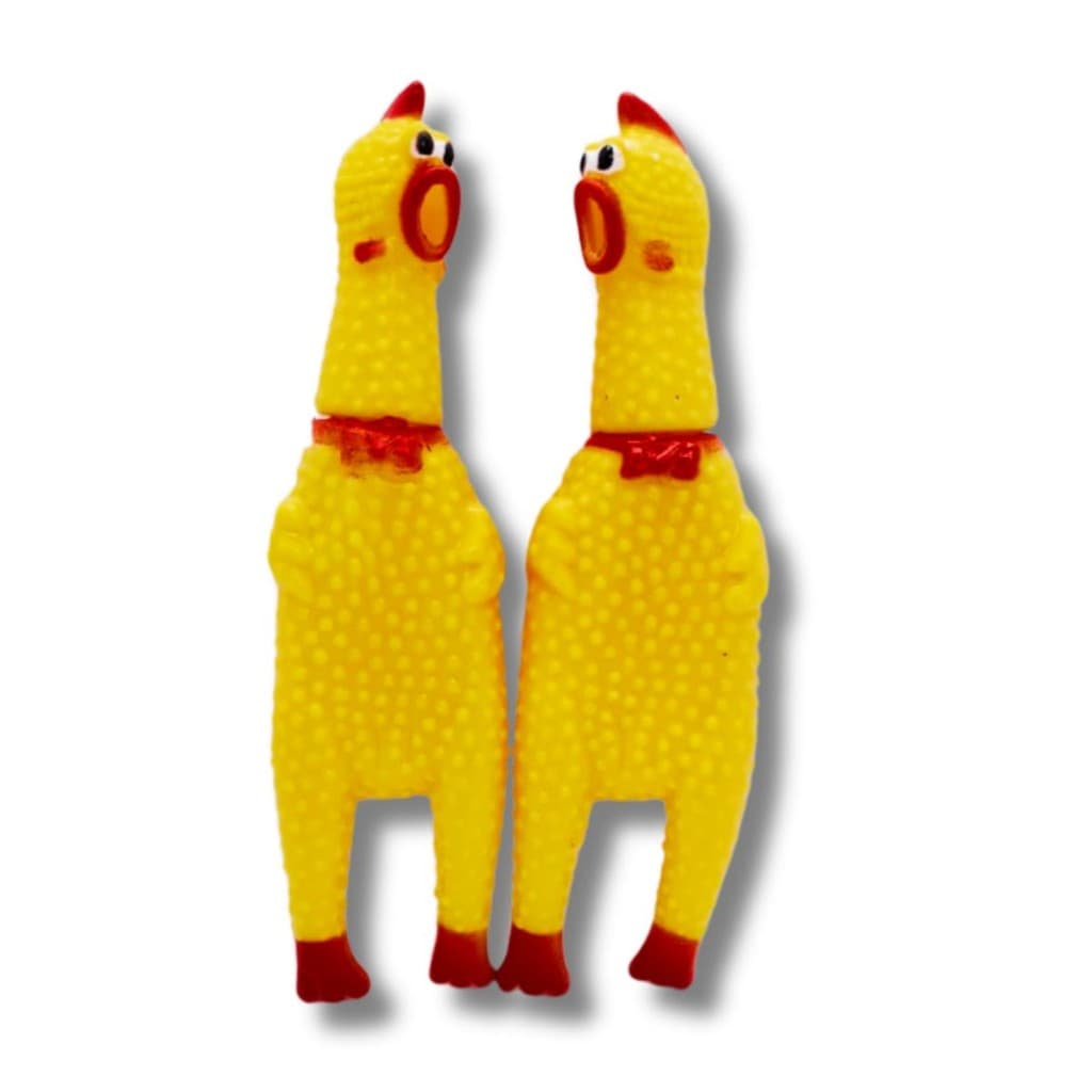 Frango Galinha Brinquedo de Cachorro Pet Mordedor 15cm Grito c/ Apito Som Plástico Barulho Divertido