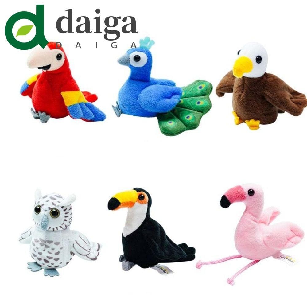 DAIGA Papagaio Dedo Boneca , Animal De Pelúcia Pavão Coruja Pássaro Fantoche De , Kawaii Mão