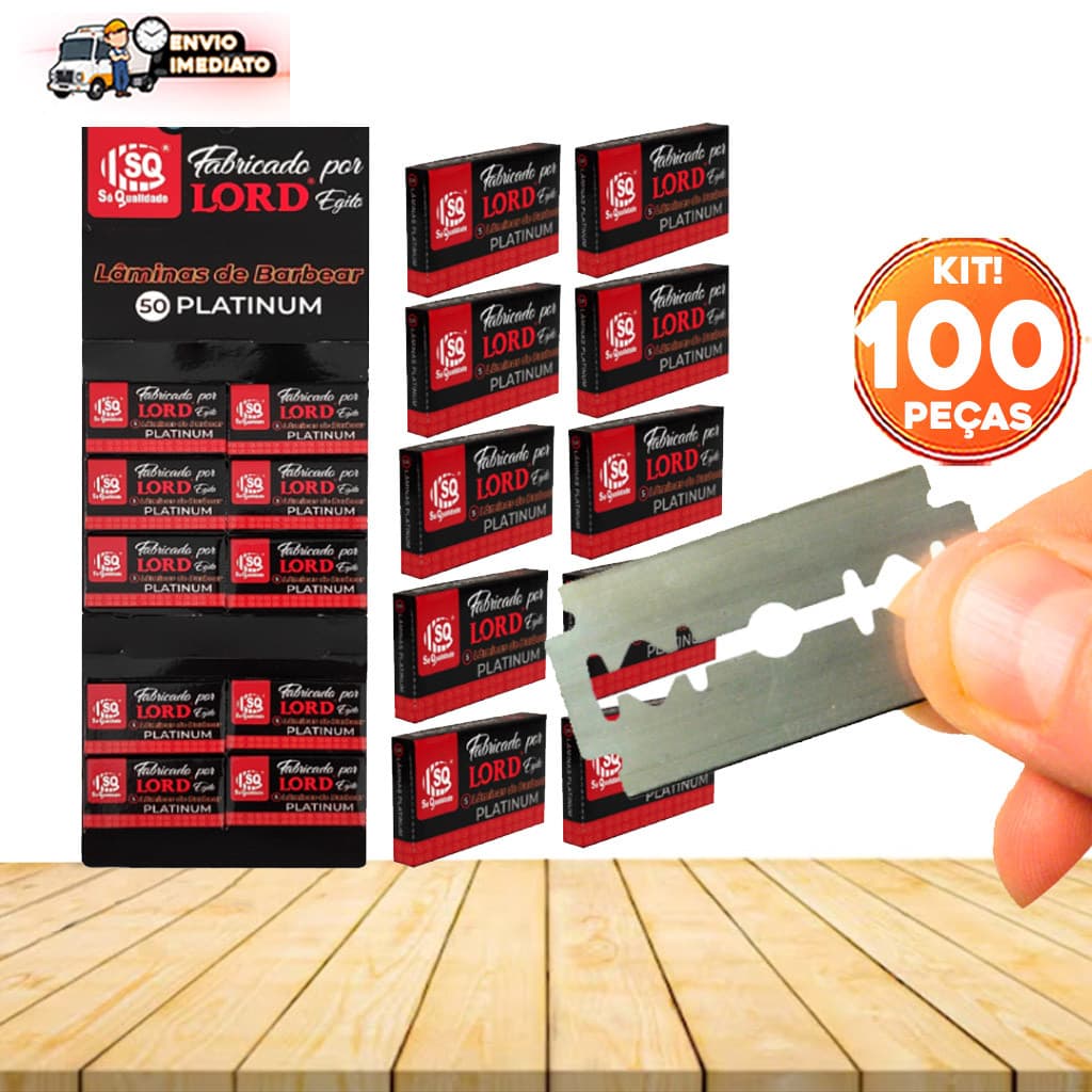 Lâmina De Barbear  Platinum Cartela  Kit 100 unidades Cabelereiro Para Uso Navalha Para Salão Cabelo
