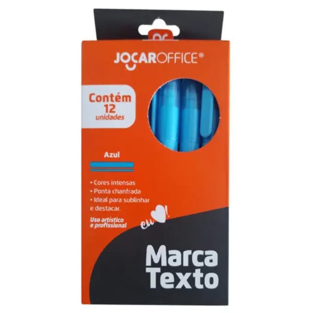 CANETA MARCA TEXTO COR AZUL FLUORESCENTE CX 12 UNIDADES JOCAR OFFICE - LEONORA