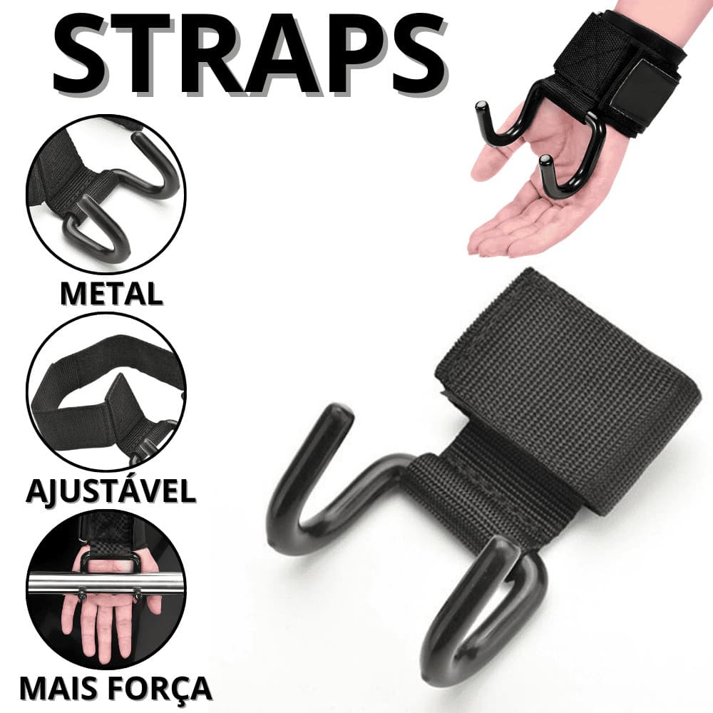 Luva Academia Com Munhequeira Strap Musculação Gancho Straps Strep Strepe Musculacao Luvas Grip