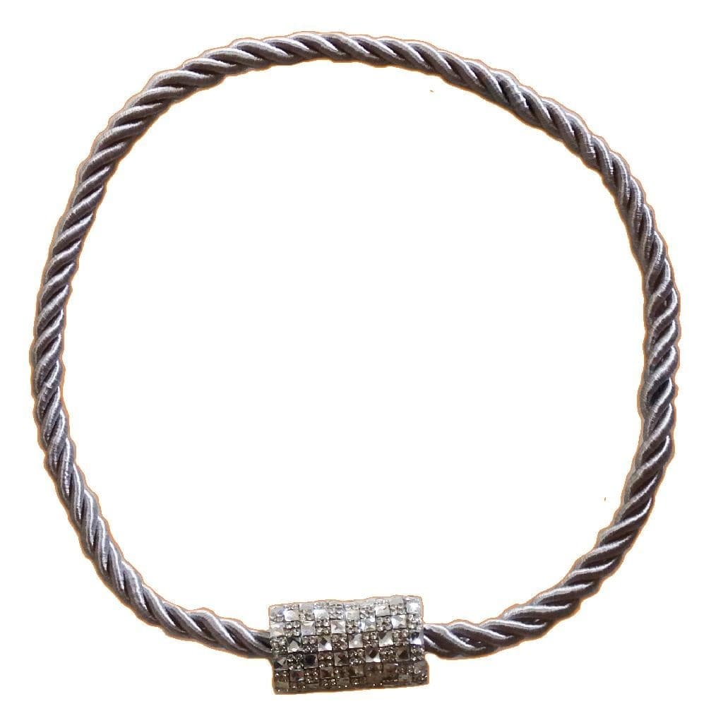 Prendedor Cortina Abraçadeira Strass Moderno Imã Prata 1 PC
