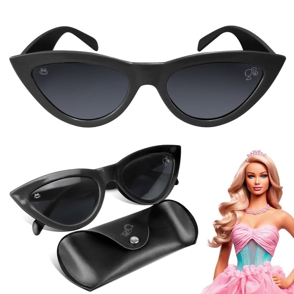 oculos sol vintage gatinho infantil criança + case presente acetato preto qualidade premium
