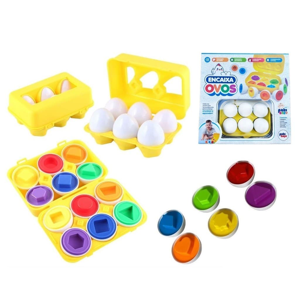 Brinquedo Educativo Ovos De Encaixar Infantil Geométricas