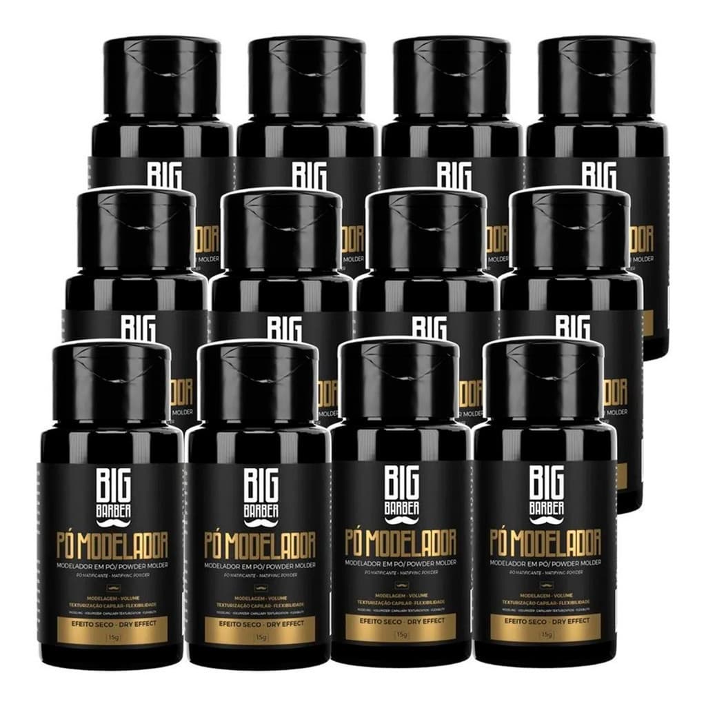 Kit 12x Modelador De Cabelo Em Pó Efeito Matte Big Barber