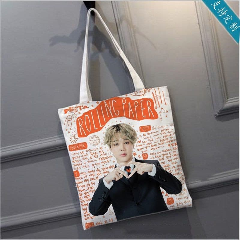 Bolsa de lona BTS Bangtan Boys, bolsa de ombro, bolsa de lona de grande capacidade para uso individual.