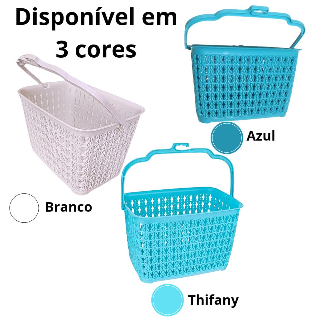 Cesto De Prendedor Organizador Multiuso 22x14x15 cm Com Alça Plastico Reforçado