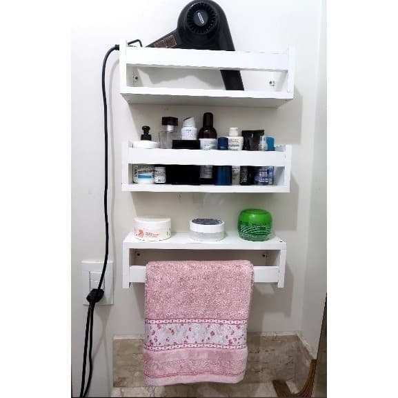 Kit 3 Prateleira Prateleiras Livros Montessoriano 60cm Sala Quarto Banheiro 100% MDF Branco - 3 Unidades.