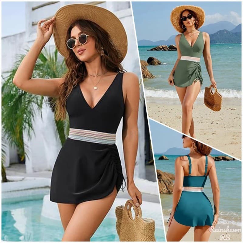 RS|Roupa De Praia Cor Sólida Uma Peça Saia de Praia Férias Maio Feminino Praia Maio Plus Size Vestido Praia Moda Praia