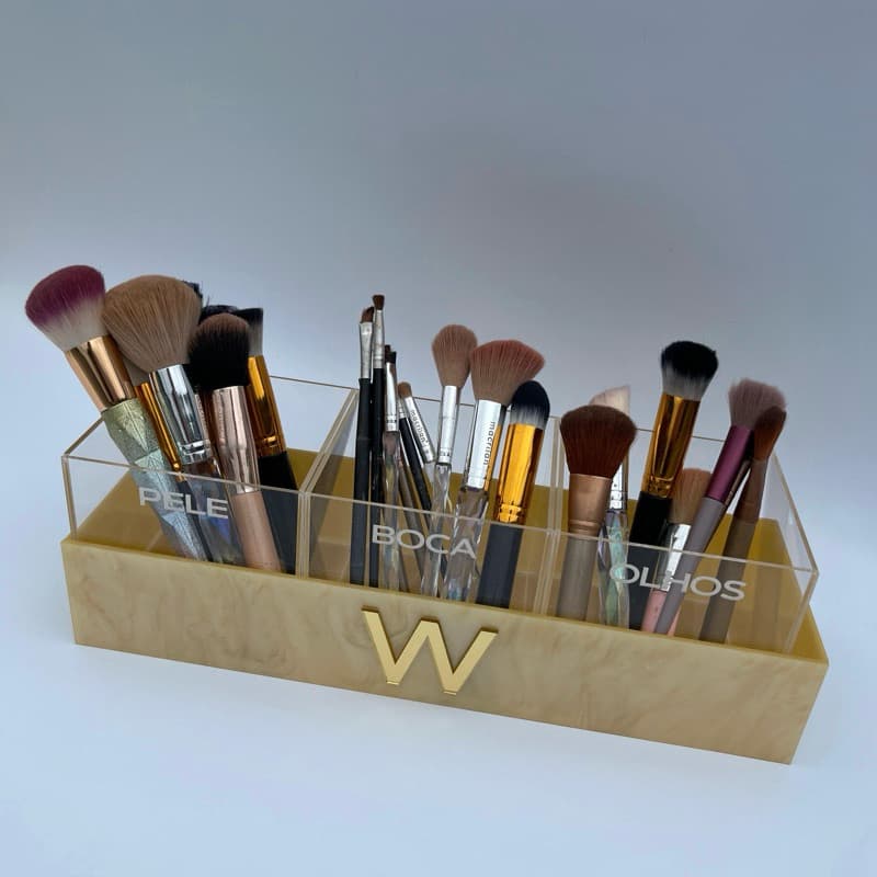 Organizador PORTA PINCÉIS em acrílico PELE/BOCA/OLHOS 4 PEÇAS personalizado maquiagem maquiadora