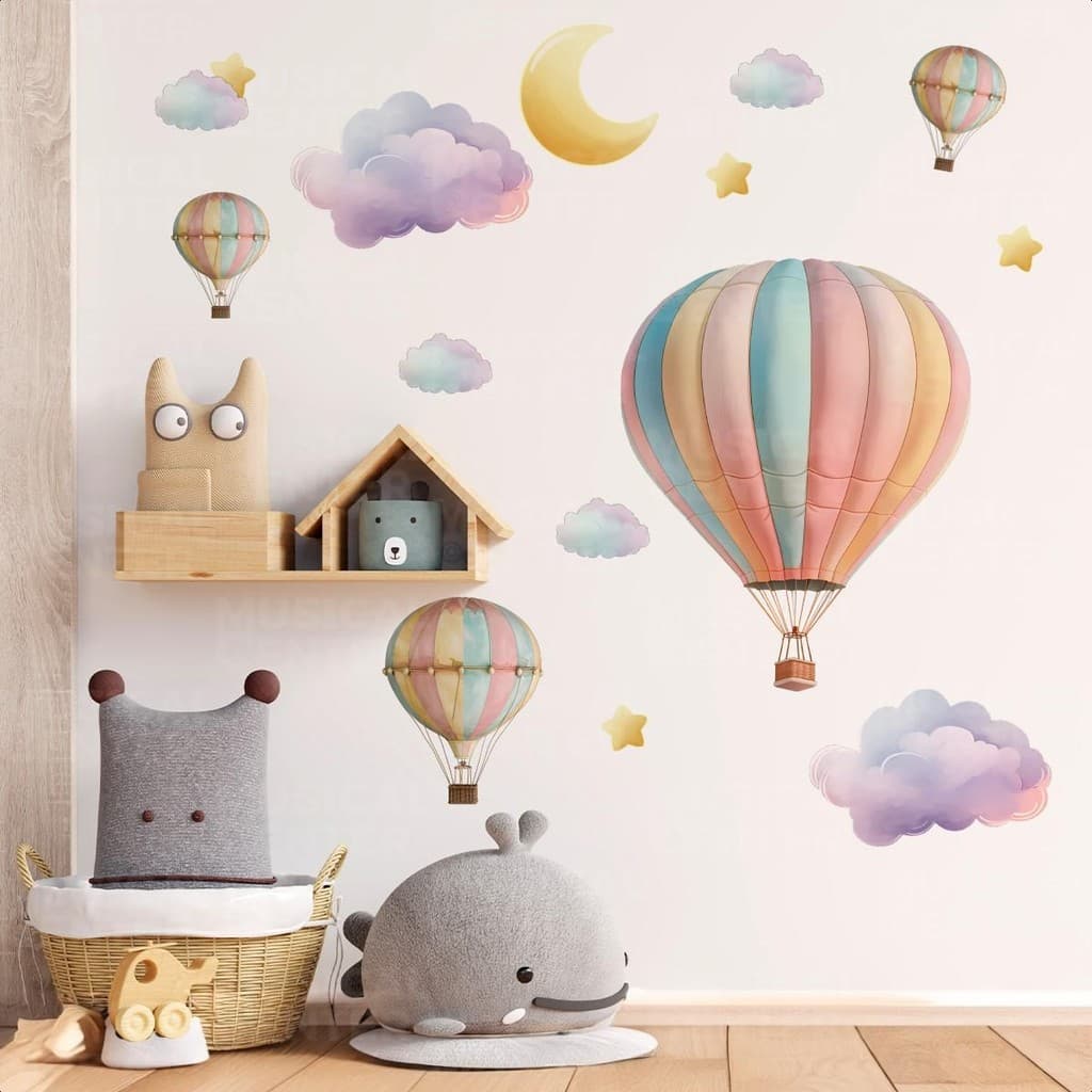 Adesivo Decorativo Infantil Papel de Parede Quarto Bebê Kids Balões e Nuvens