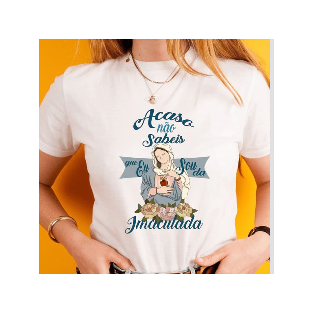 [Camiseta Premium 100% Algodão]Blusa tshirt feminina , moda Cristã MÃE IMACULADA ,plus size