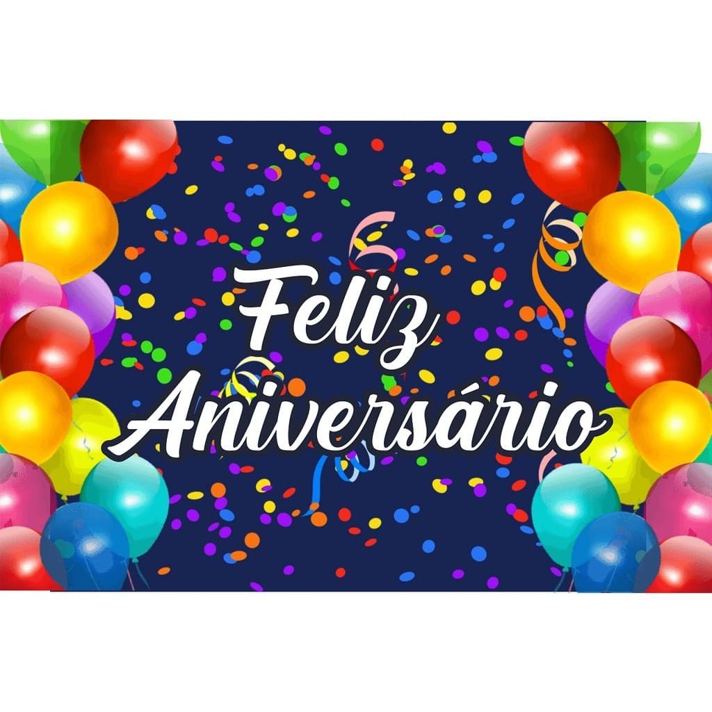 Painel em Lona Feliz Aniversario com Bexiga