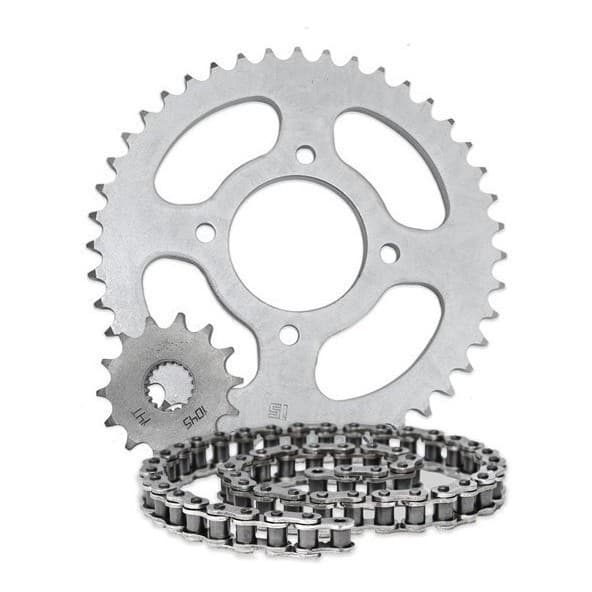 Kit relação de transmissao Suzuki yes 125 intruder 125 katana 125 kit coroa + Corrente transmissão 428H X 116L
