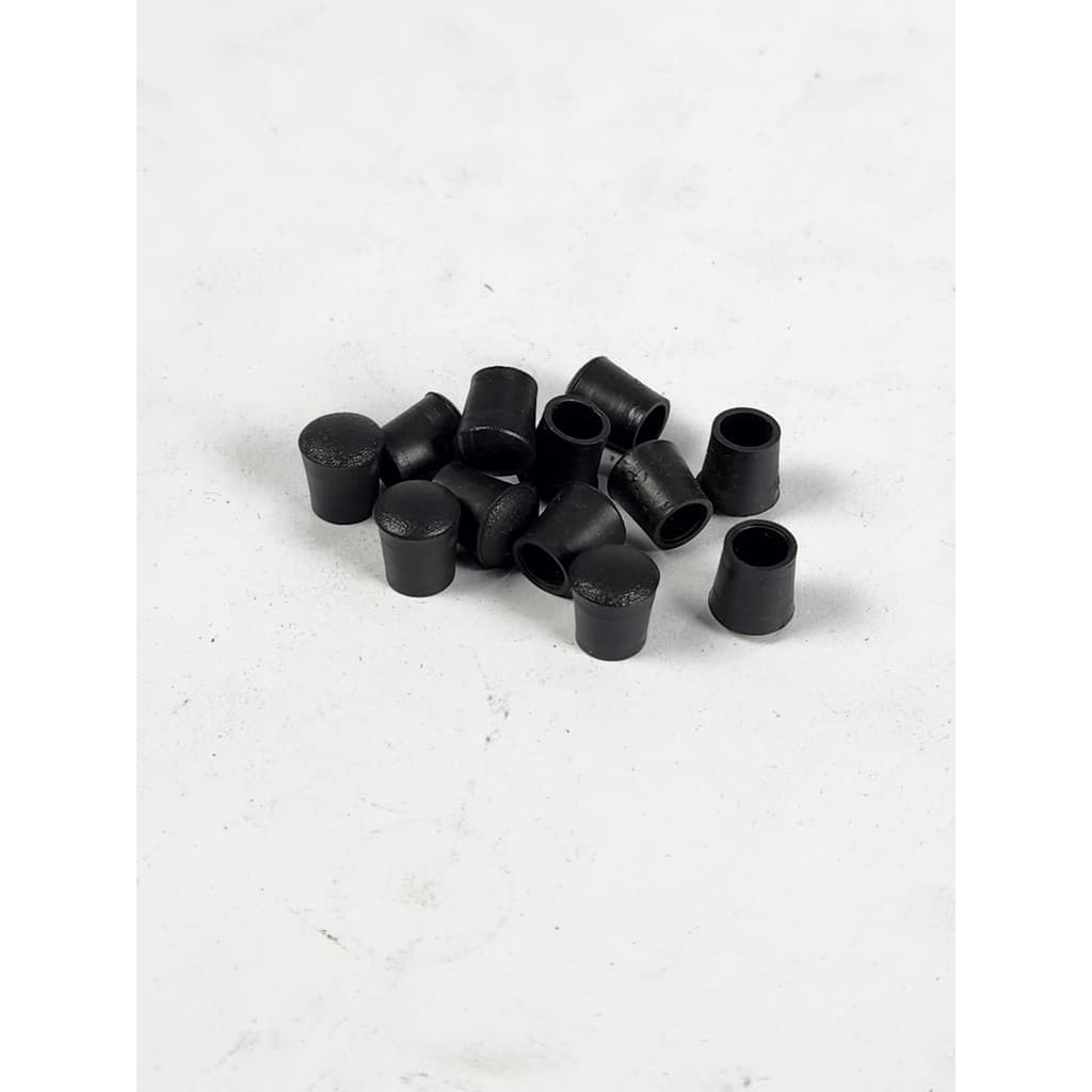 Ponteira externa preta em PVC de 1/4 de polegada ( 6,35 mm) para barra maçica de 1/4 de polegada - 10 UNIDADES