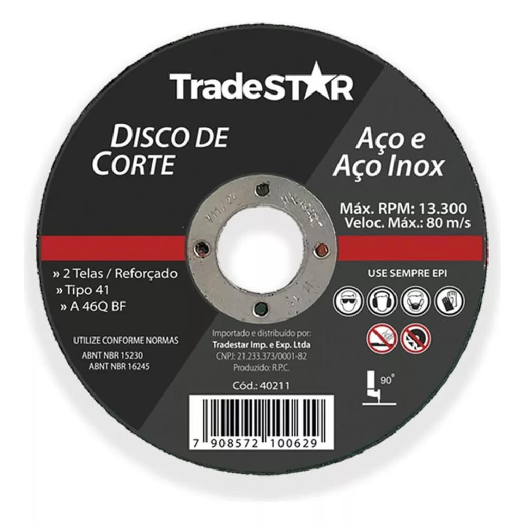 DISCO ABRASIVO DE CORTE 180X1.6MM TRADESTAR