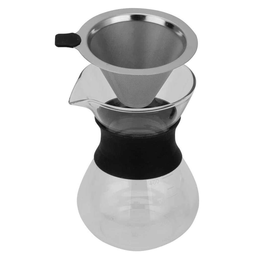 Cafeteira Vidro Coador Passador de Café De Inox E Anel Silicone 400ml
