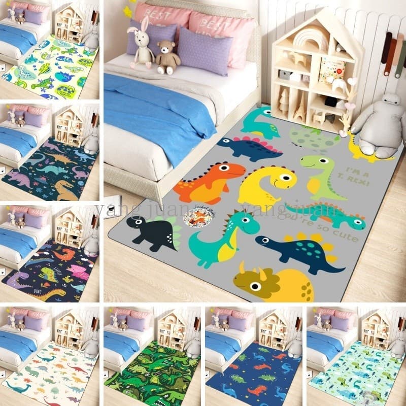 Desenho Animado Bonito Tapete De Dinossauro Verde Sofá Quarto De Dormir Estudo Piso De Porta Não Escorrega E Absorvente De Água Personalizável f456