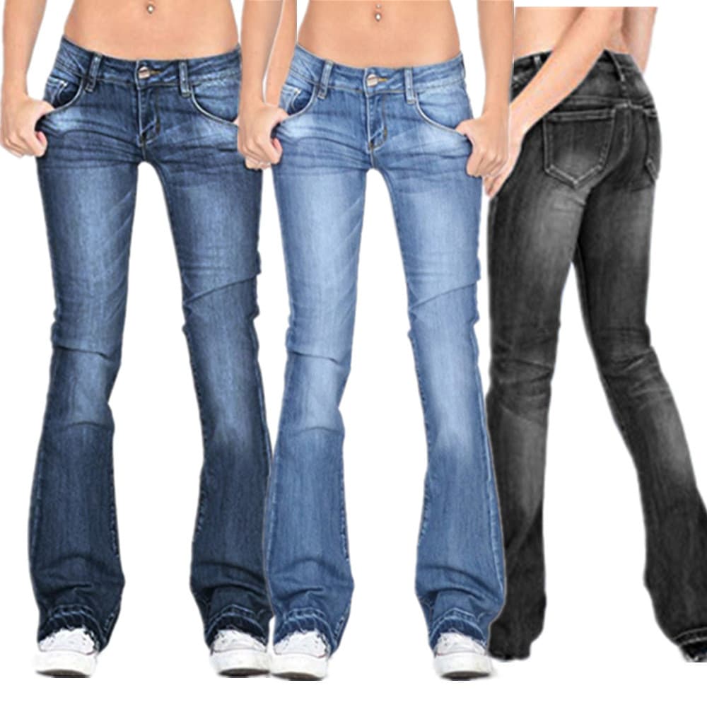 Jeans Femininos Transfronteiriços Skinny Stretch com Franjas Calças Largas Calças Longas Jeans de Cor Sólida para Mulher