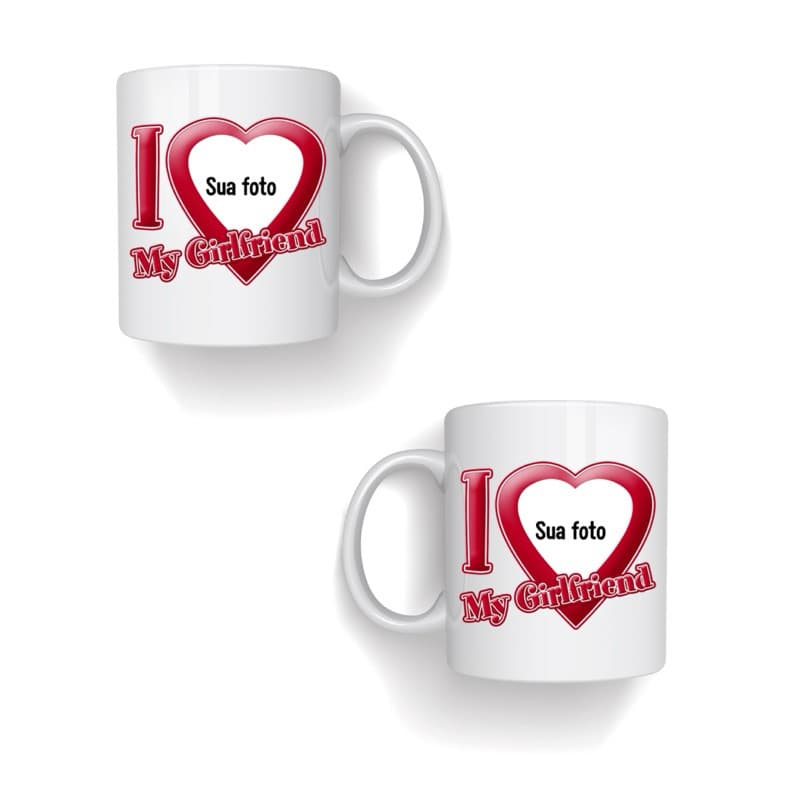 Caneca de porcelana 325 ml (I Love my boyfriend // I Love my girlfriend com foto)