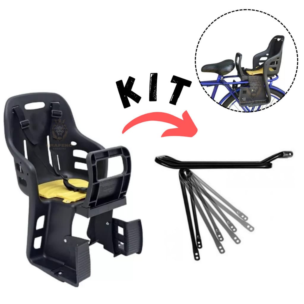 Kit Cadeirinha Infantil Traseira Para Bicicleta Bike + Bagageiro Garupa Suporte Articulado Mtb