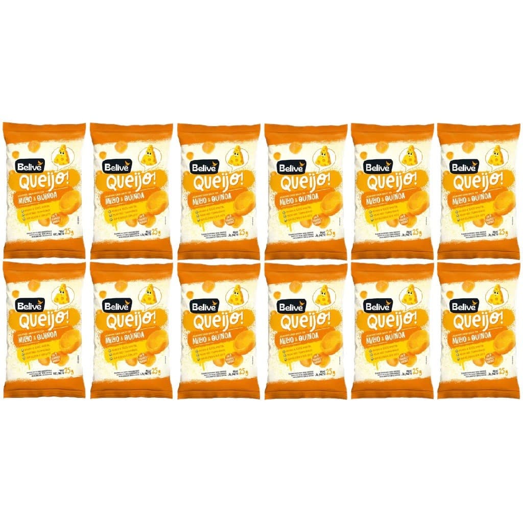 12x Salgadinho Belive Queijo Milho E Quinoa Sem Glúten 25g