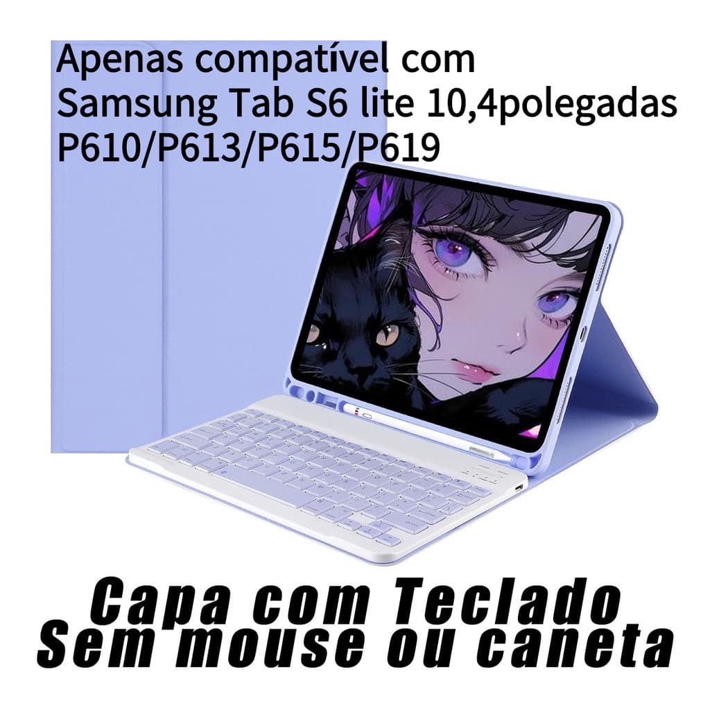 capa para tablet com teclado Samsung Galaxy Tab S6 lite 10,4polegadas P610/P613/P615/P619