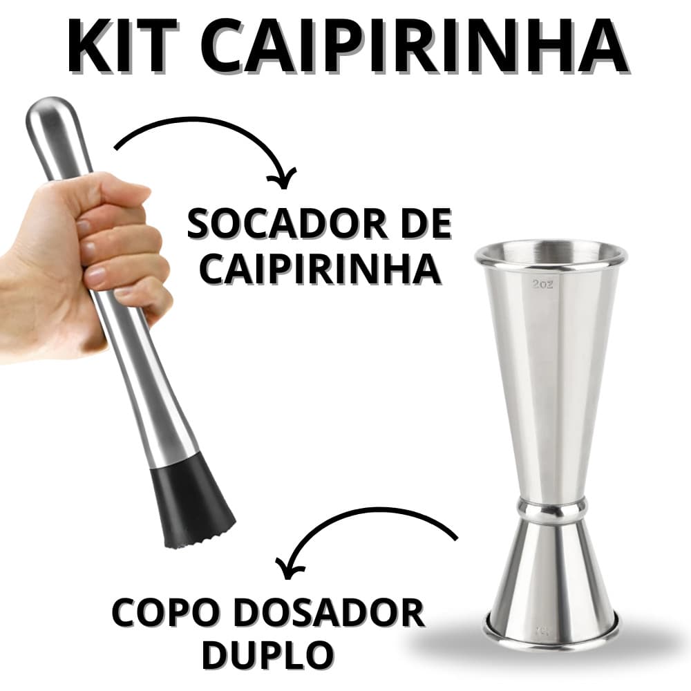 Copo Dosador Drink Inox Medidor De Bebidas Alcoólicas Socador De Caipirinha Grande Macerador Drink