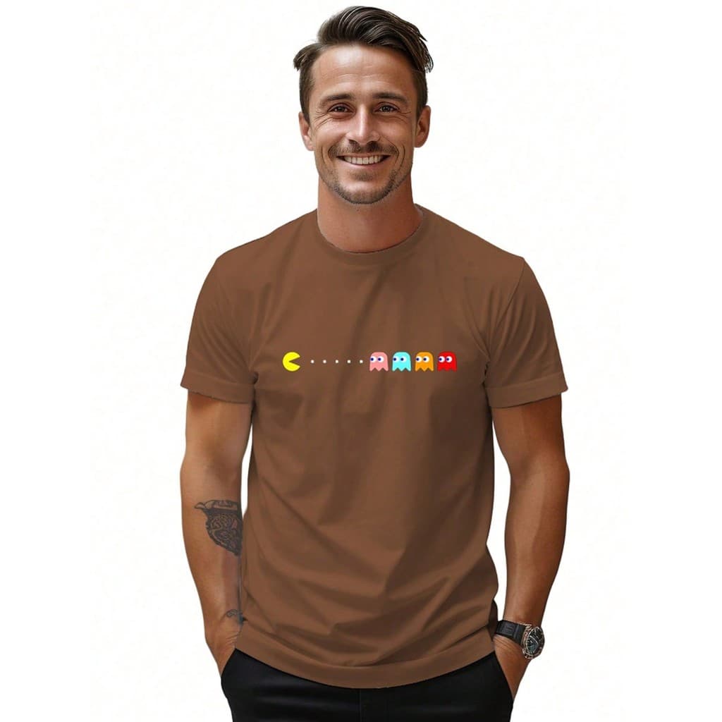 Camiseta Camisa Pac Man Jogos Antigos  Algodão Geek Manga Curta Moda 2025 2026