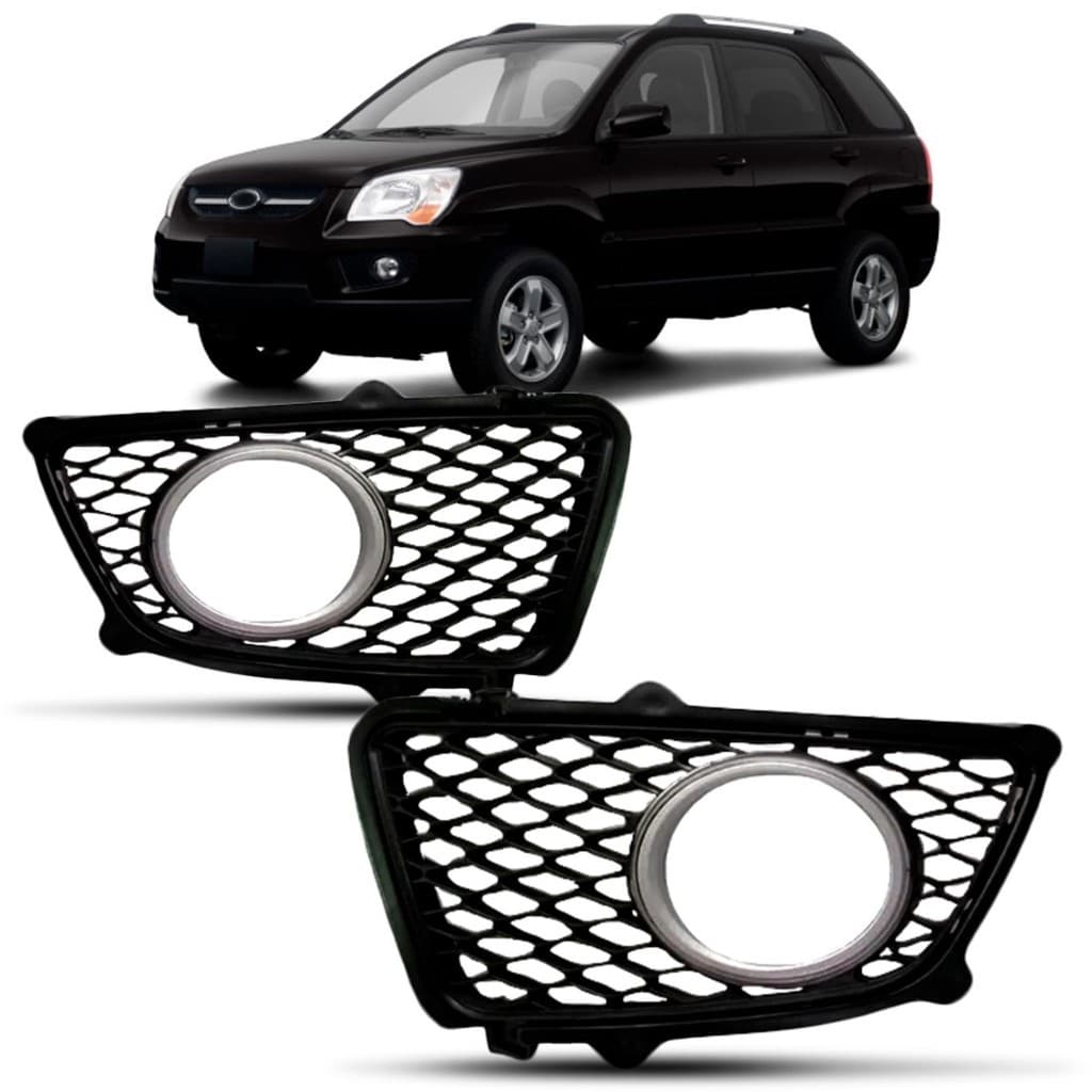 Moldura Farol Milha Sportage 2009 A 2011 Furo Aro PrataMoldura Farol Milha Sportage 2009 A 2011 Furo