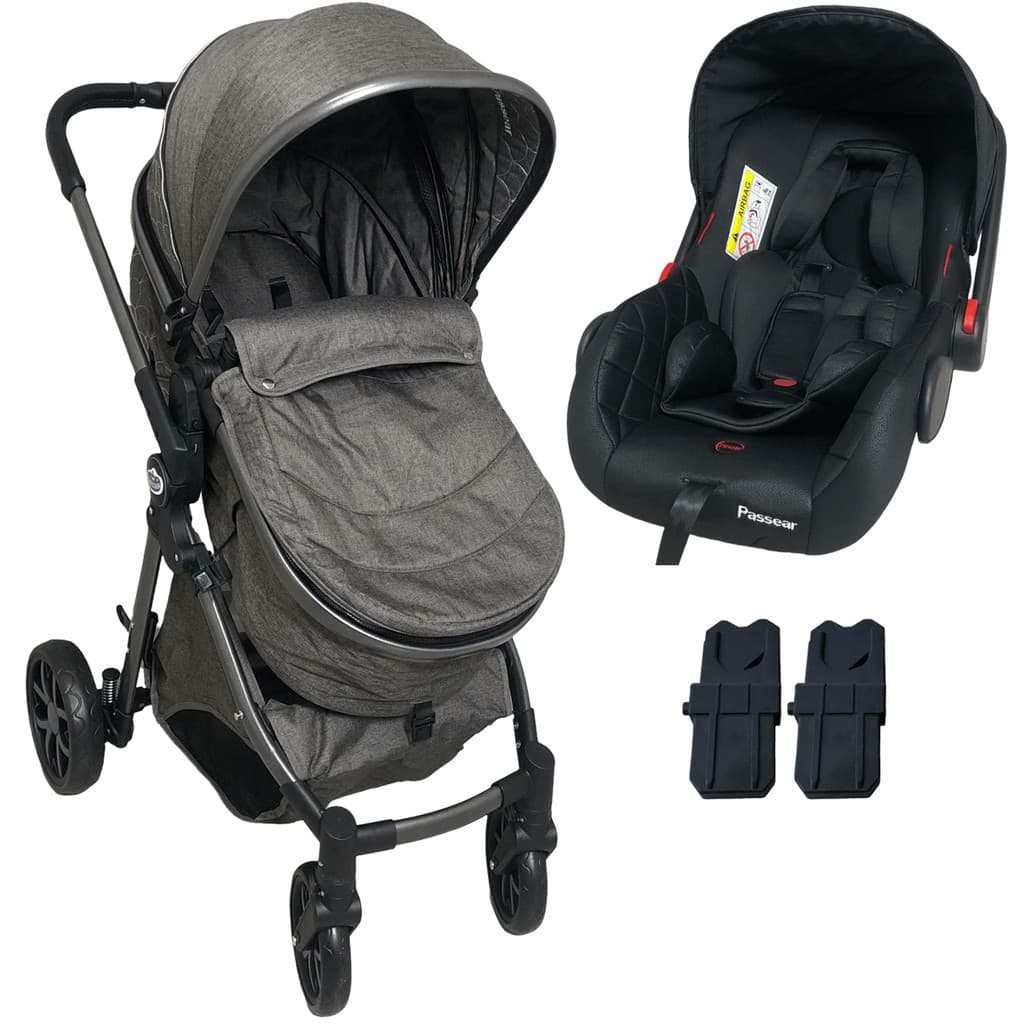 Carrinho de Bebe com Bebe Conforto Passear Baby Ares Chocolate