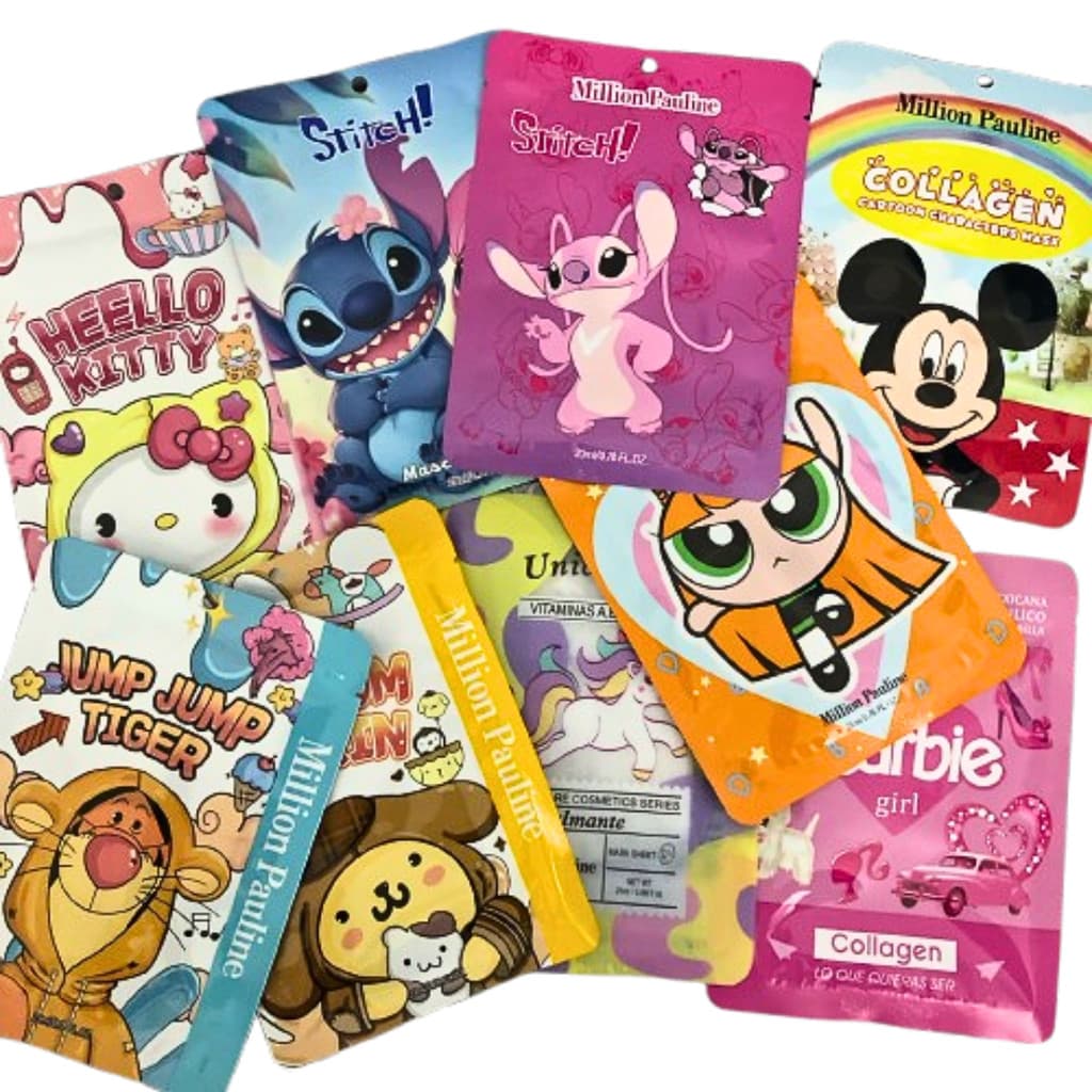 Kit 4 Máscara Coreana de Personagem Facial Rosto