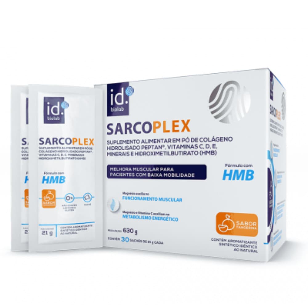 Kit 3 Sarcoplex Suplemento Alimentar de Colágeno Sabor Tangerina - 30 Sachês de 21g