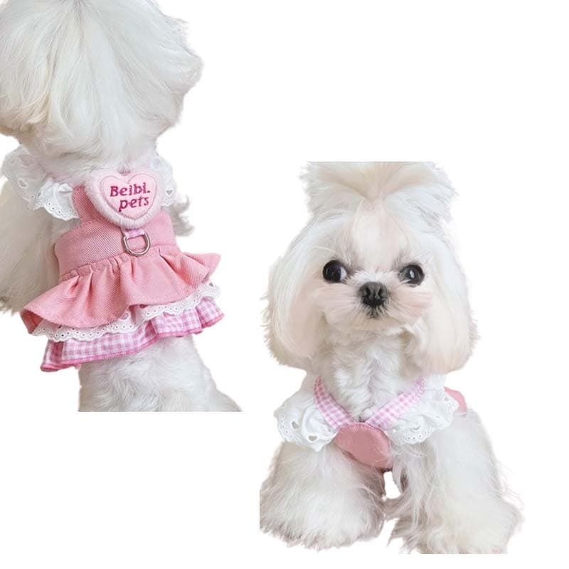Vestido Rosa Para Cachorro Shih Tzu Fêmea Princesa De Verão Fino Teddy Pomeranian Saia De Ganga Sweet Style Cat Costume