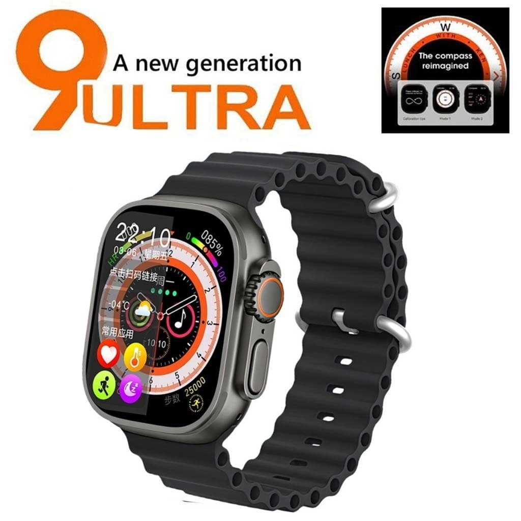 Smartwatch Ultra 9 2024 Novo Inteligente watch 9 Ultra Série 9 Bússola 2.2 Tela 45mm