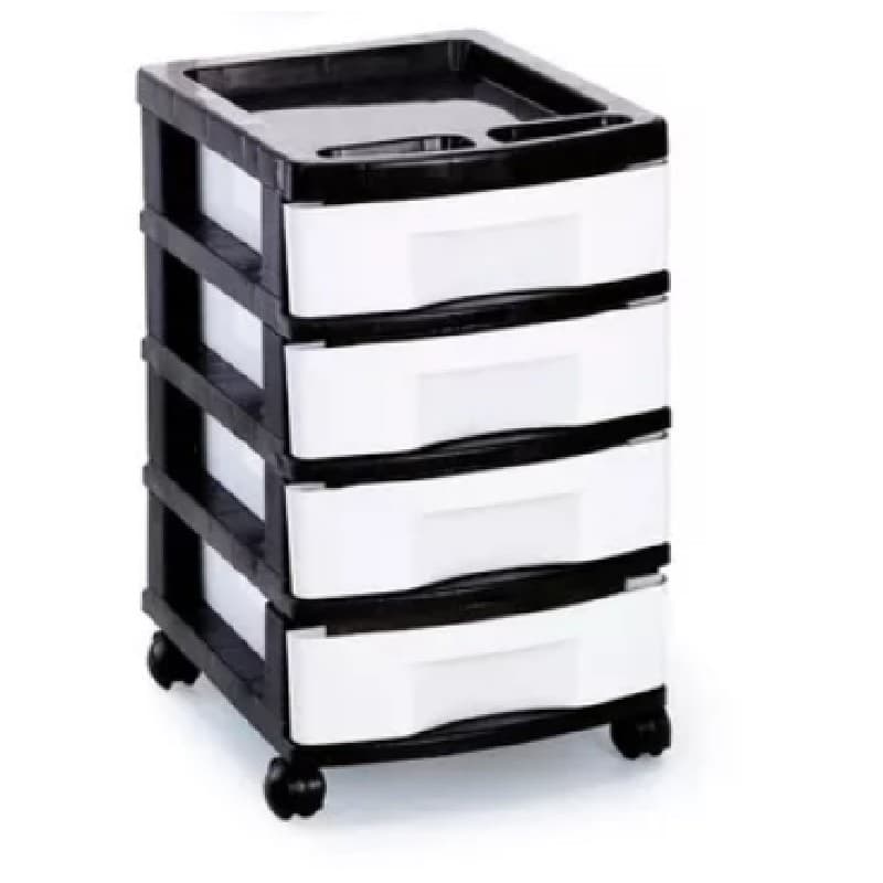 GAVETEIRO PLASTICO COM RODIZIO 4 GAVETAS PEQUENAS