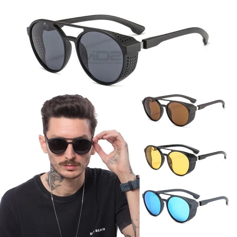 Óculos de Sol Alok Proteção Lateral Steampunk Zoe Sol Masculino RF455