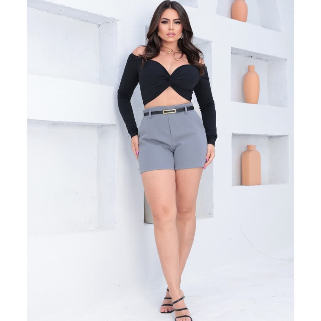 SHORT ZA  ALFAITARIA COM CINTO PRETO
