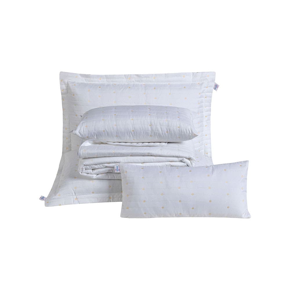 Kit Cobre Leito King 7 Peças Bordado 400 Fios Almofada Matelado com Porta Travesseiro