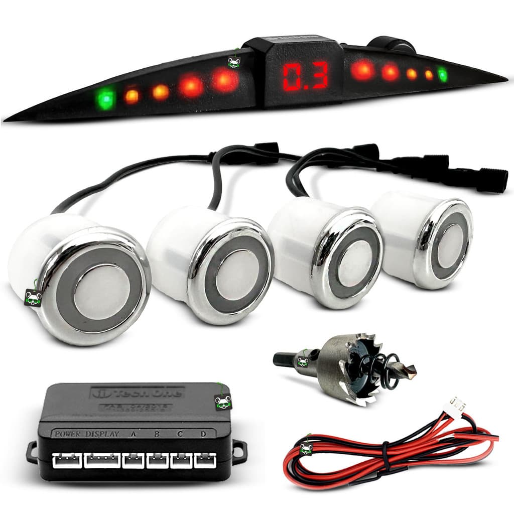 Kit Sensor Estacionamento Cromado Para-Choque Metal Techone