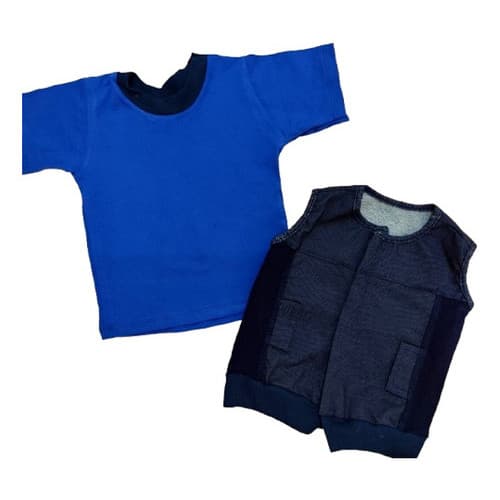 Camiseta De Bebê Com Colete Jeans Tamanho 1 Roupa De Bebê