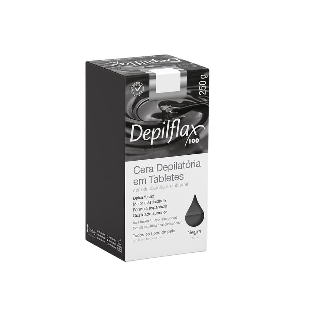 Cera Depilatória Depilflax Negra 250g Cera Quente Baixa Fusão Profissional Alta Elasticidade