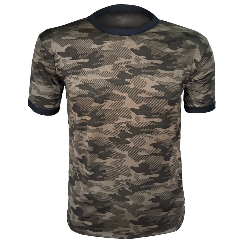 Camiseta Manga Curta Camuflado Floresta Caça Pesca Camping