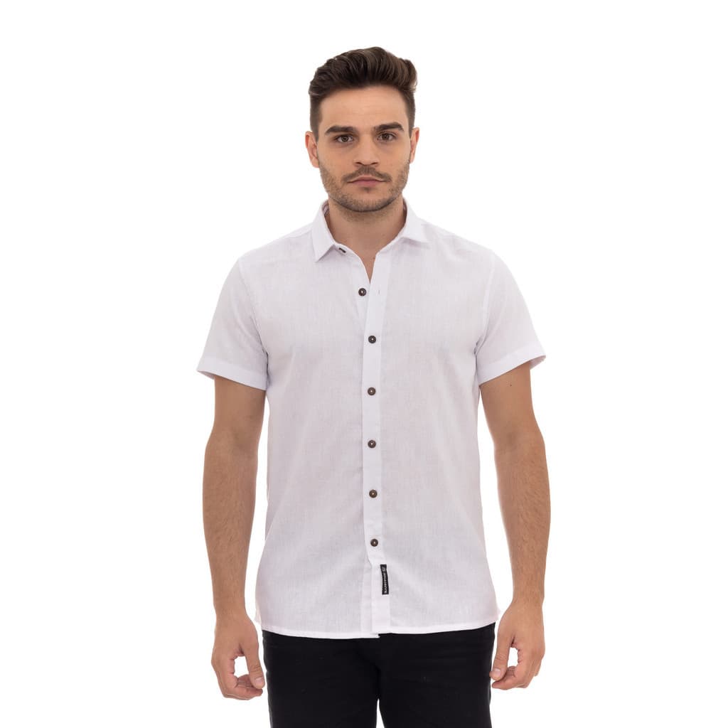Camisa Execução Jeans Casual Masculina De Linho