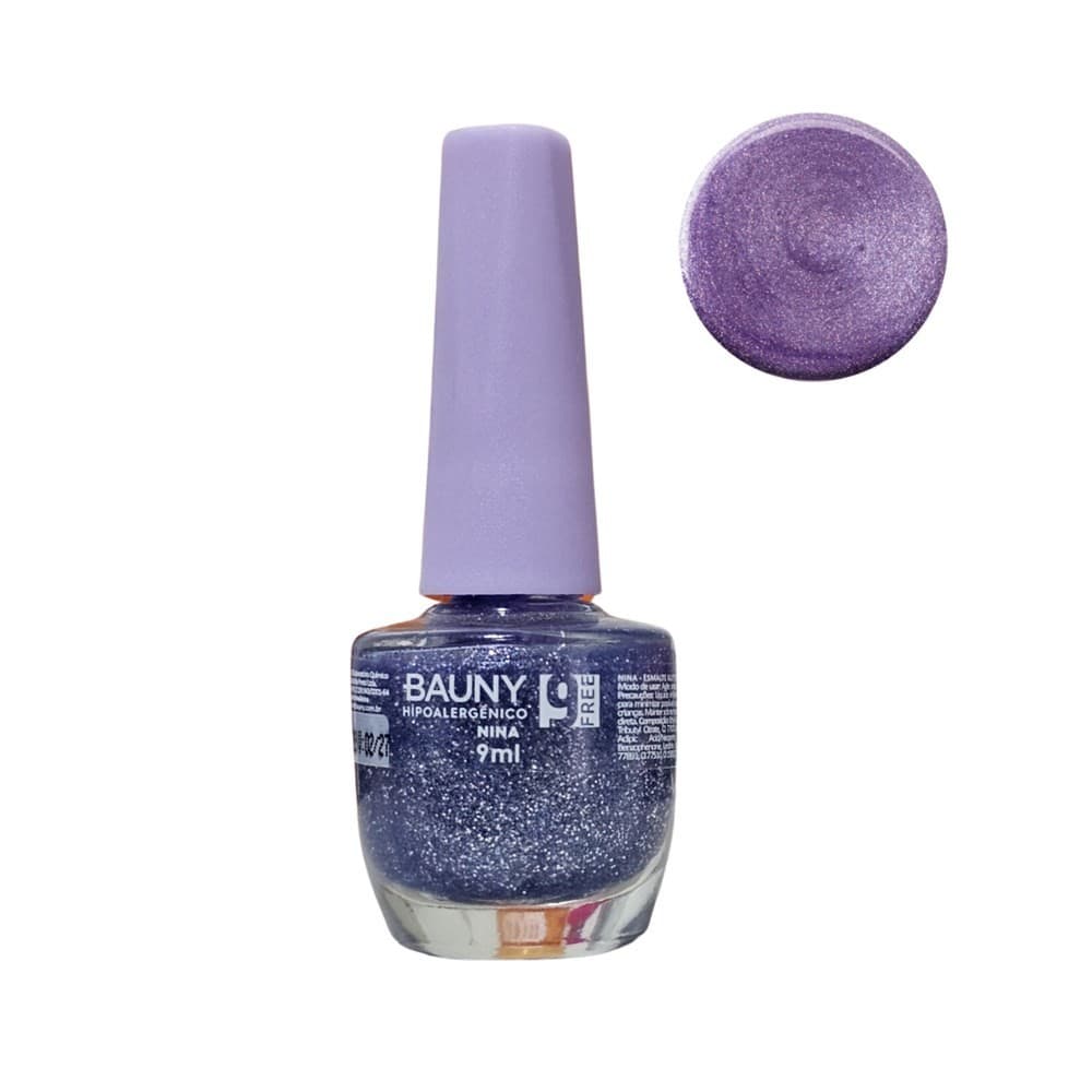 Esmalte Glitter 9free 9ml - Cor Nina - Bauny Cosméticos