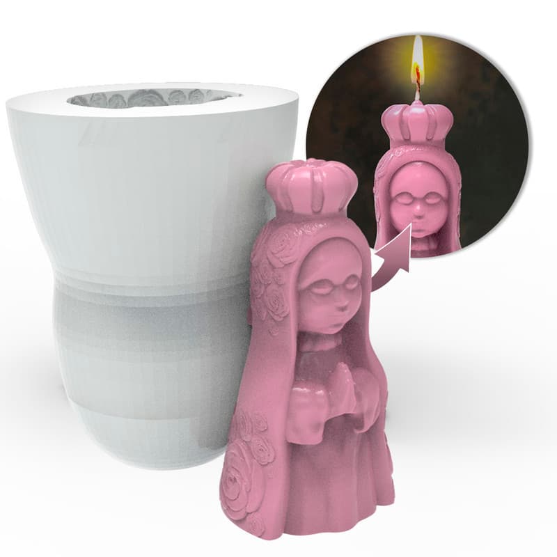 Forma de Silicone Artesanal Nossa Senhora Orando 6cm | Religioso | Vela Artesanal | Biscuit