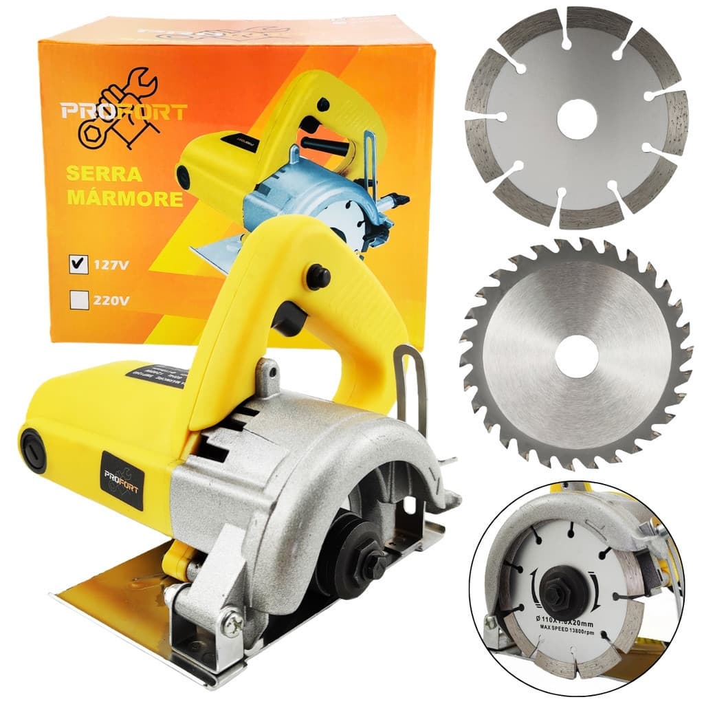 Serra Mármore Tipo Makita Profort 1240W Para Cortes Em Cerâmica, Granito, Mármore+ 2 Discos De Corte