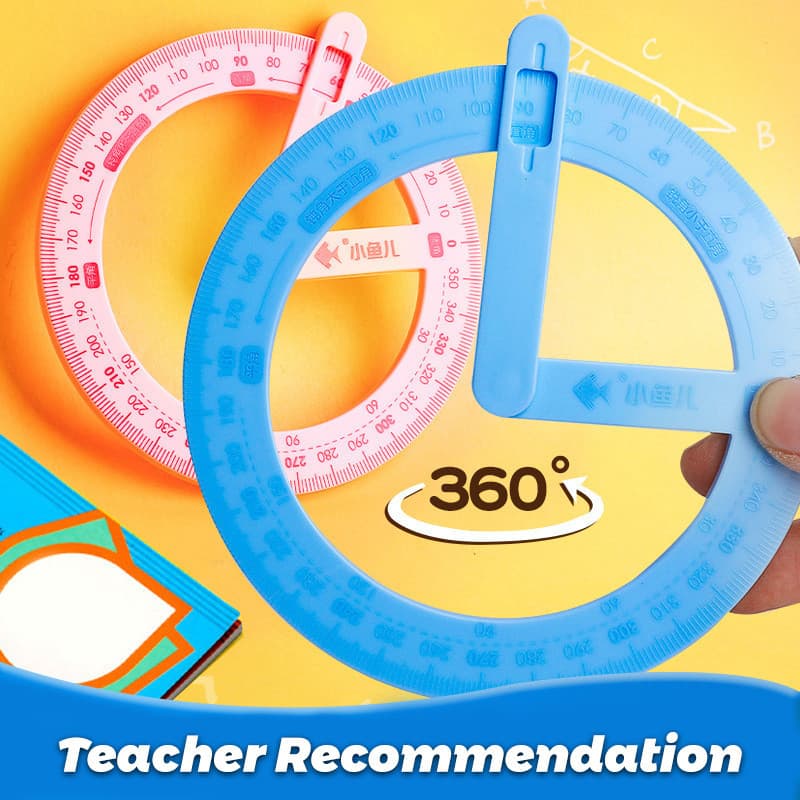 360 ° Transferidor De Geometria De Ângulo Móvel Auxílio Ao Ensino Escolar