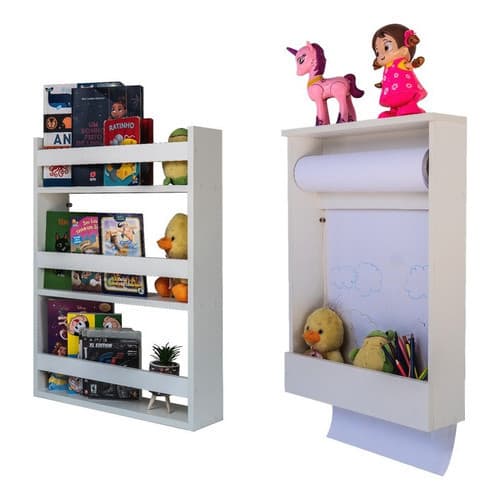 Estante Porta Revistas Infantil + Suporte Tela C/ Papel