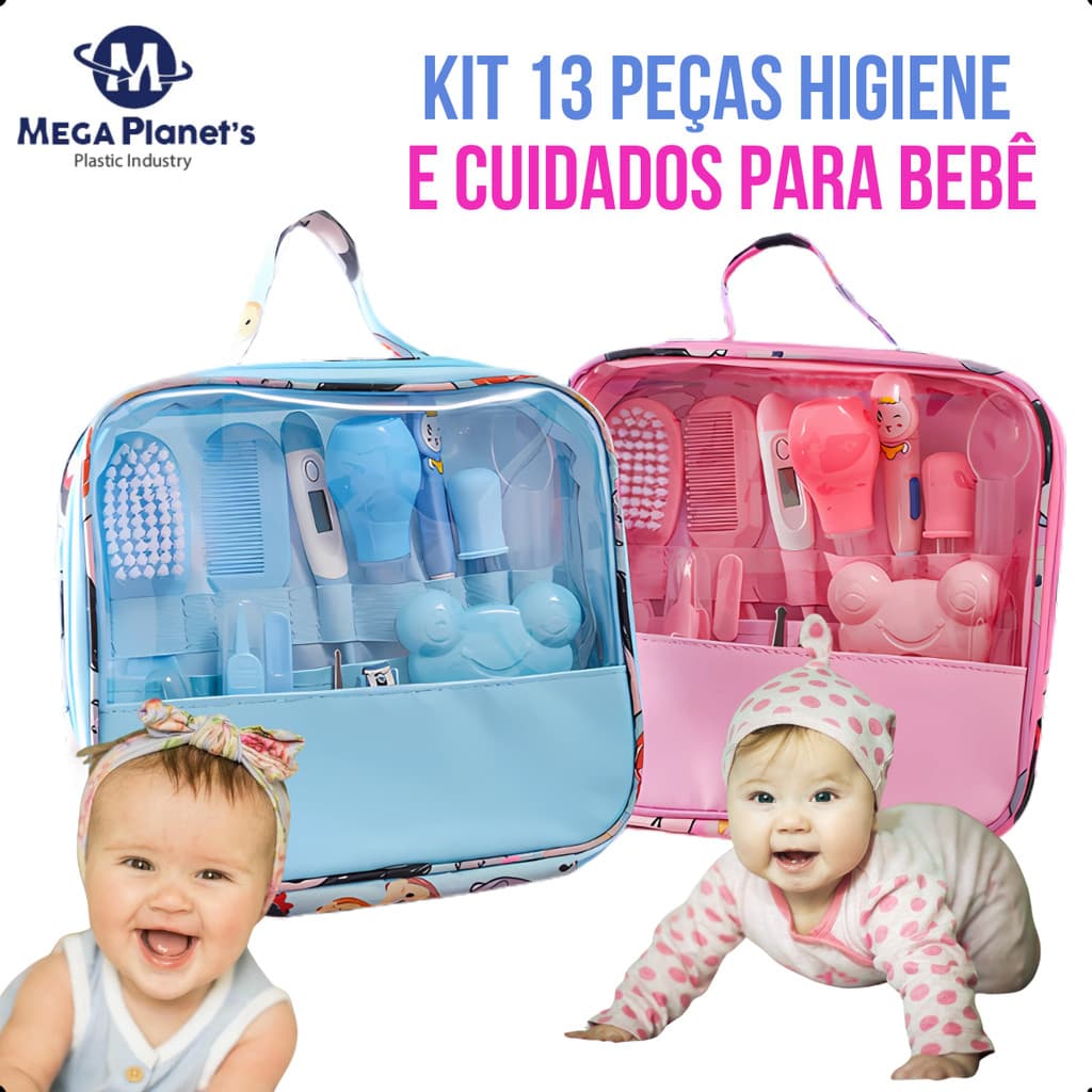 Kit 13 Higiene Cuidado Bebê Recém Nascido Essencial 13 Peças Cuidados Com O Bebê Recém Cortador Escova Cabelo Unha Pente